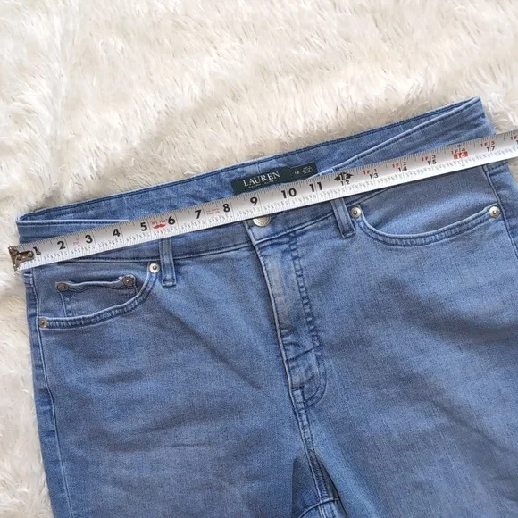 Lauren Ralph Lauren Blue Embroidered Straight Crop Jeans Size 12 - Picture 10 of 13